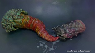 Cums All Over Dragon Ass And Pussy