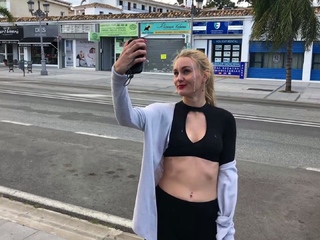 Amateur blonde paid money for anal sex in public