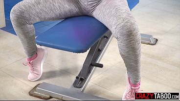 Big tits teen needs a help while workout and she gave a friend blowjob