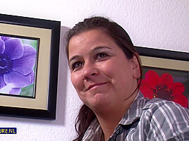 Gushing With Pleasure While Masturbating Her Shaved Mature Pussy